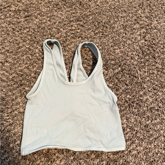 Light Blue Ribbed Crop Top - Picture 2 of 2